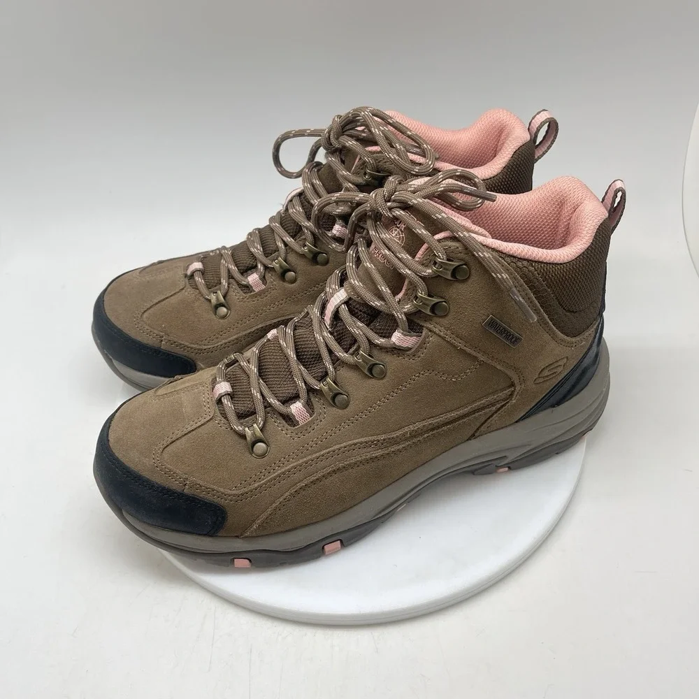 Skechers Boots Womens 10 Relaxed Fit Trego Alpine 167004W Brown Pink Trail Shoes
